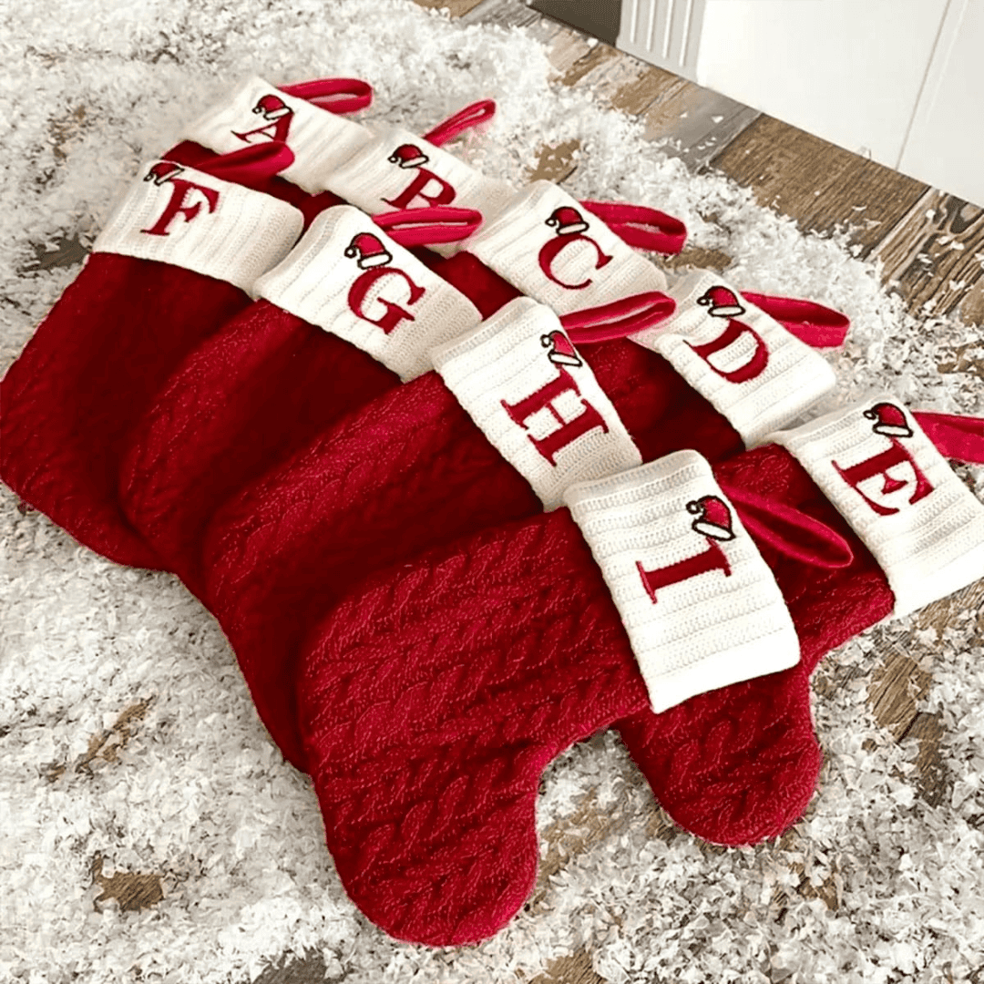 Knit Monogram Christmas Socks 