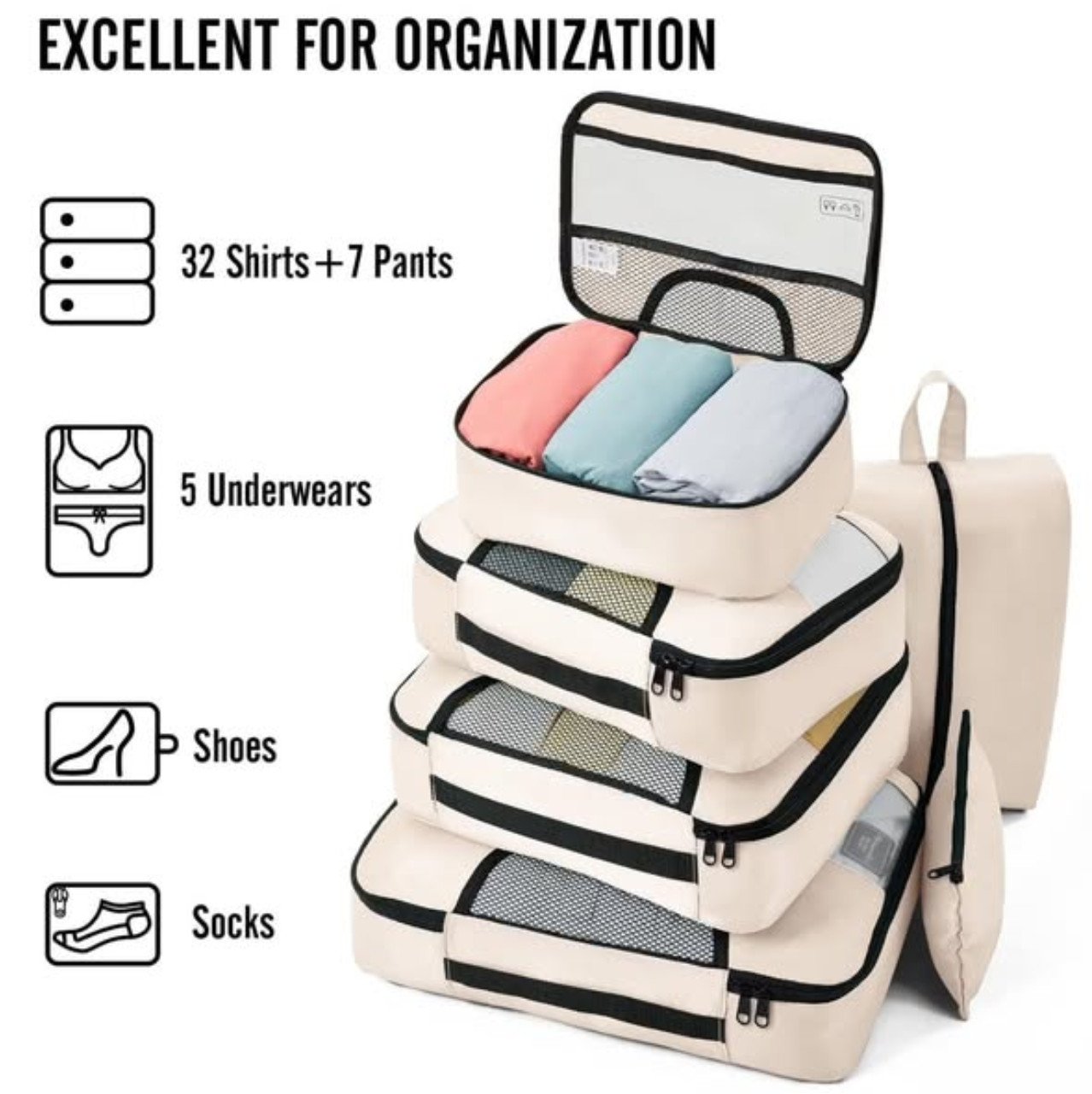 8Pcs Luggage Travel Organizers for Suitcase