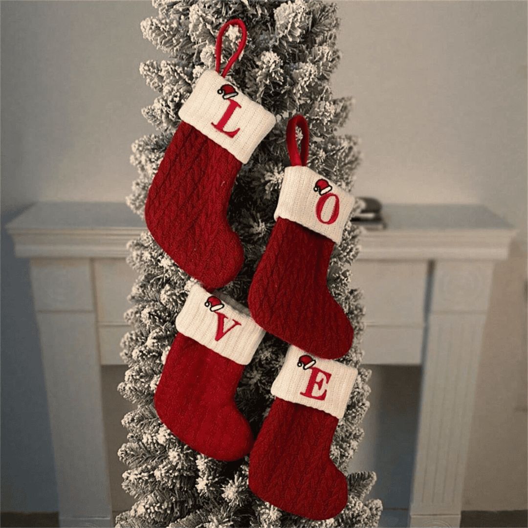 Knit Monogram Christmas Socks