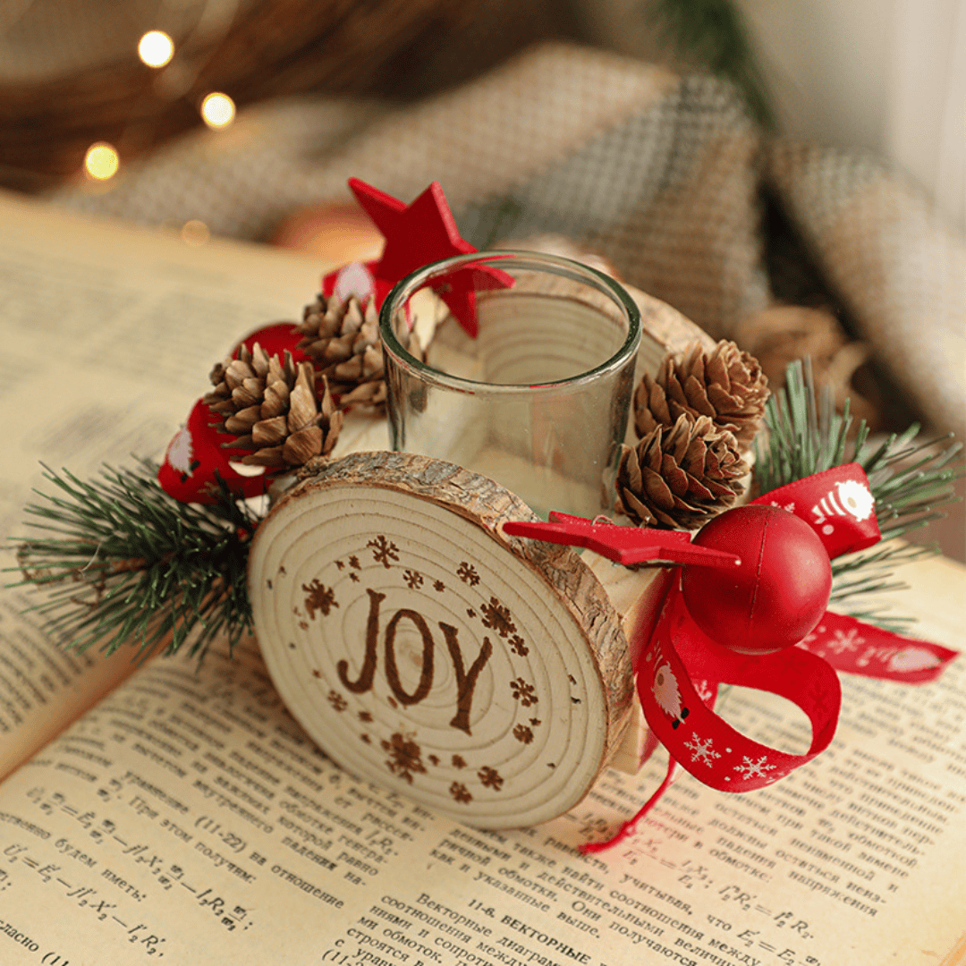 Wooden Christmas Candle Holder
