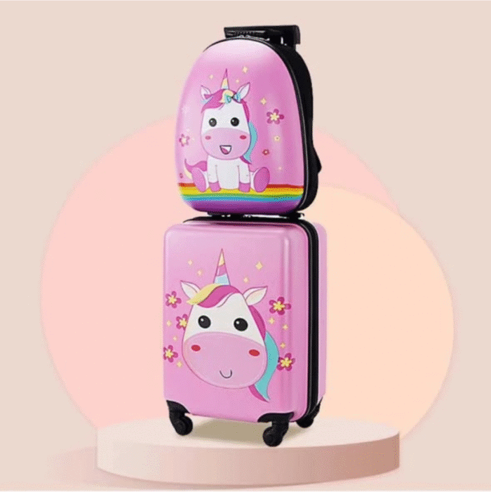 2 in 1 Cartoon Themed Kids Trolley Suitcase with Backpack