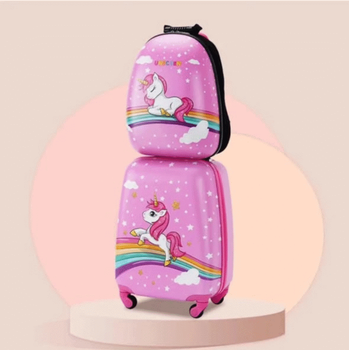 2 in 1 Cartoon Themed Kids Trolley Suitcase with Backpack