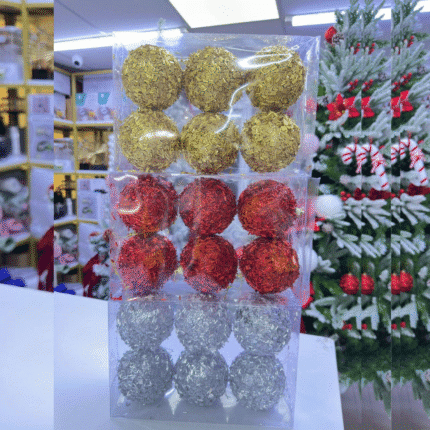 Glitter Christmas Balls 8 cm Set of 6