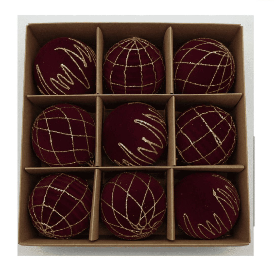 Velvet Christmas Balls 9 pcs
