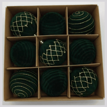 Velvet Christmas Balls 9 pcs