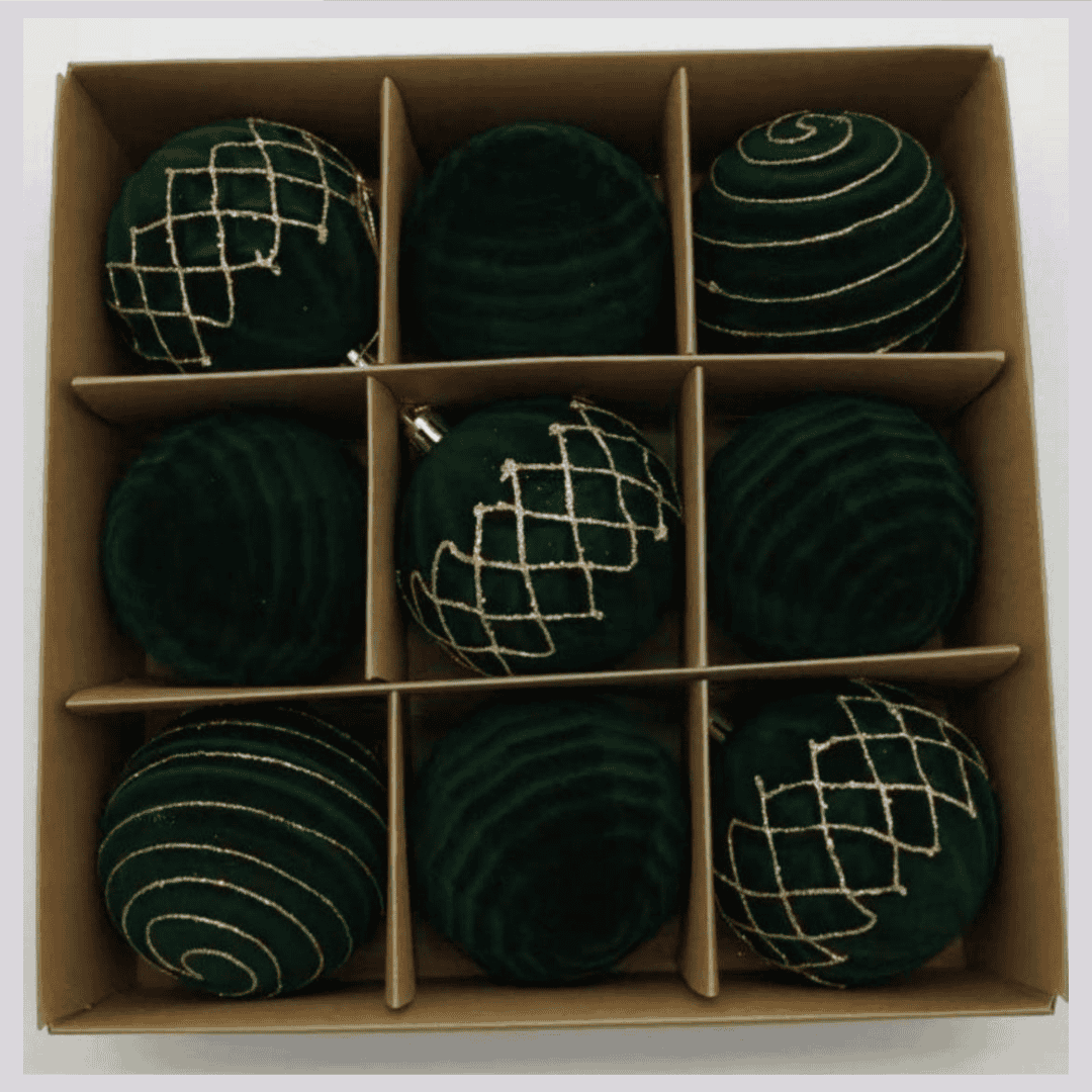Velvet Christmas Balls 9 pcs