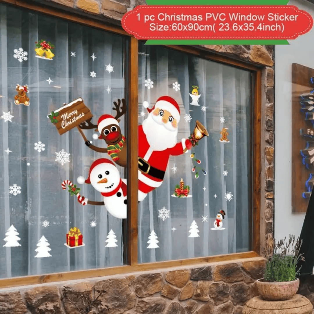 Santa Claus snowflake window stickers