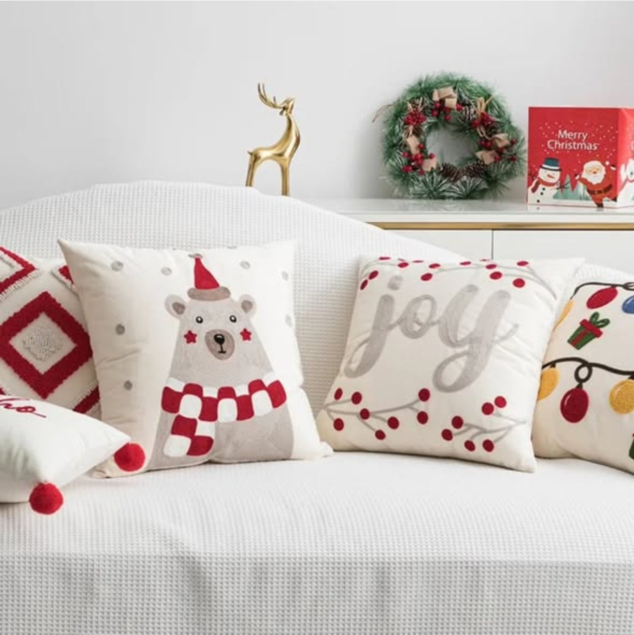 3Pcs Christmas Themed Pillow Covers