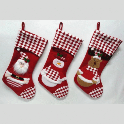 Large Christmas Fireplace Socks Set of 3