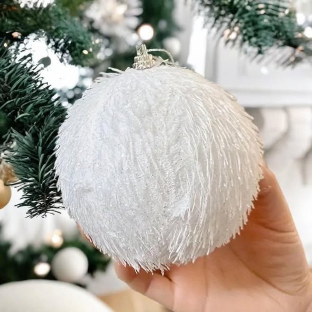 6Pcs Christmas White Decor Balls