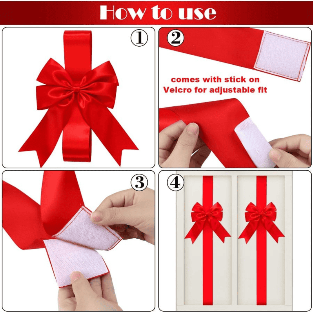 8 red Christmas ribbon bows