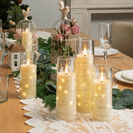 Acrylic Flameless LED Candles with String Light
