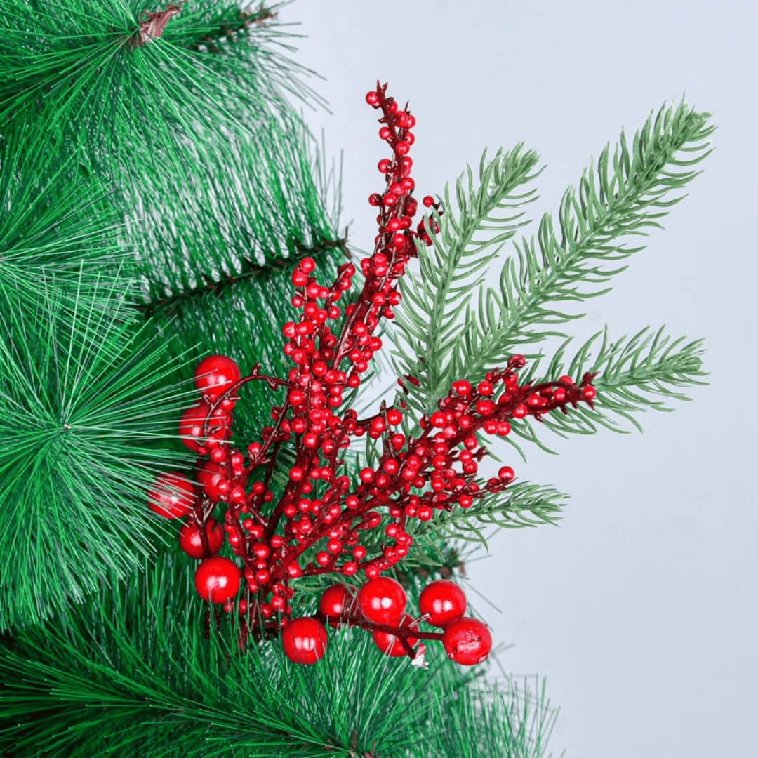 Green and Red Pine Branches