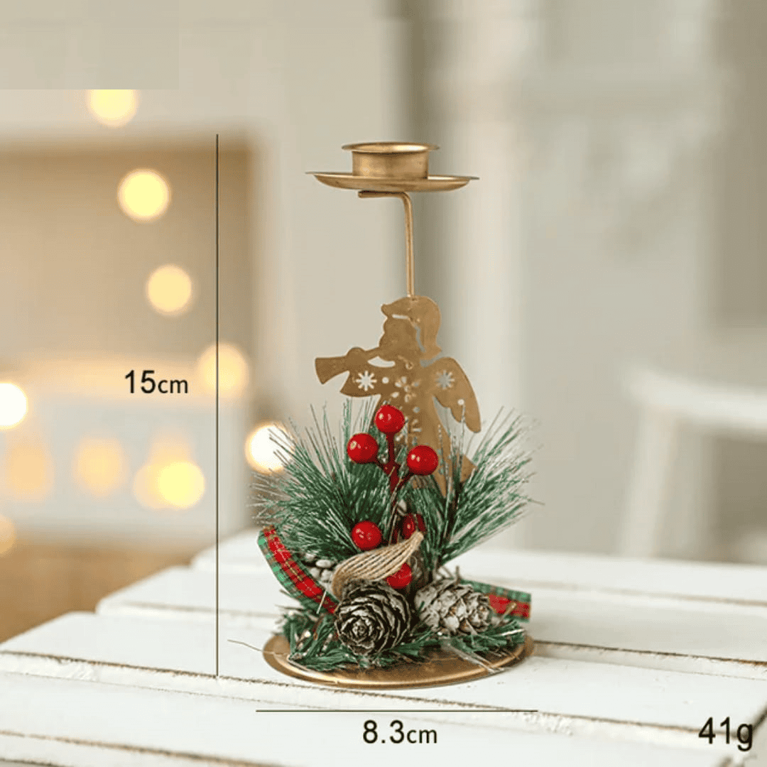 Golden Iron Christmas Candle Holder