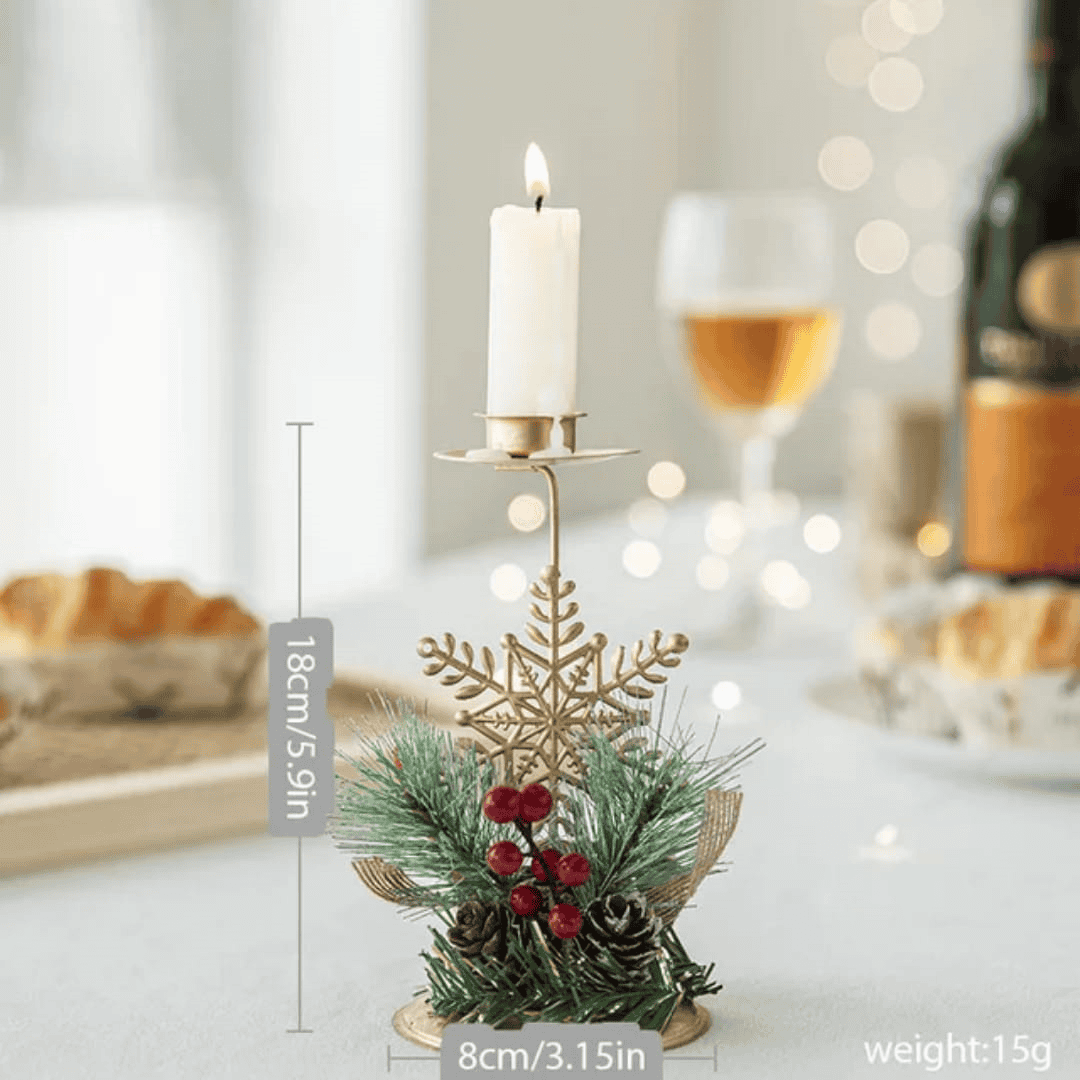 Golden Iron Christmas Candle Holder