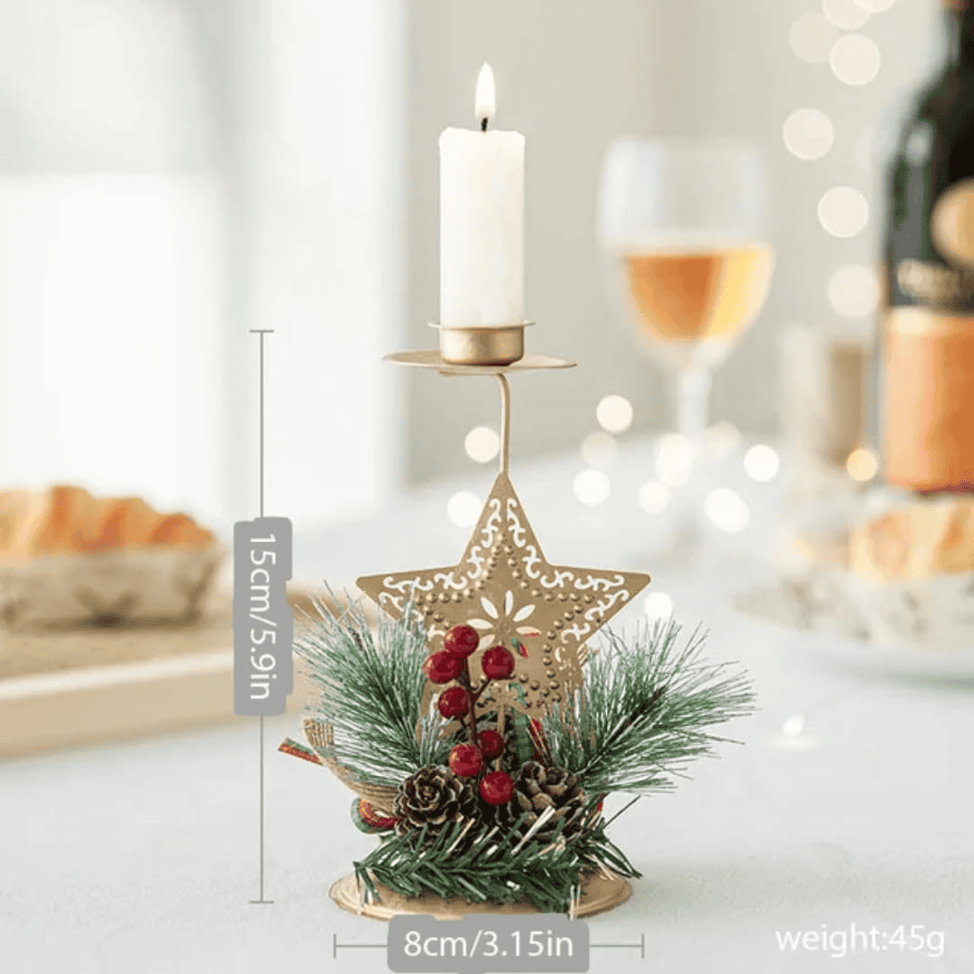 Golden Iron Christmas Candle Holder