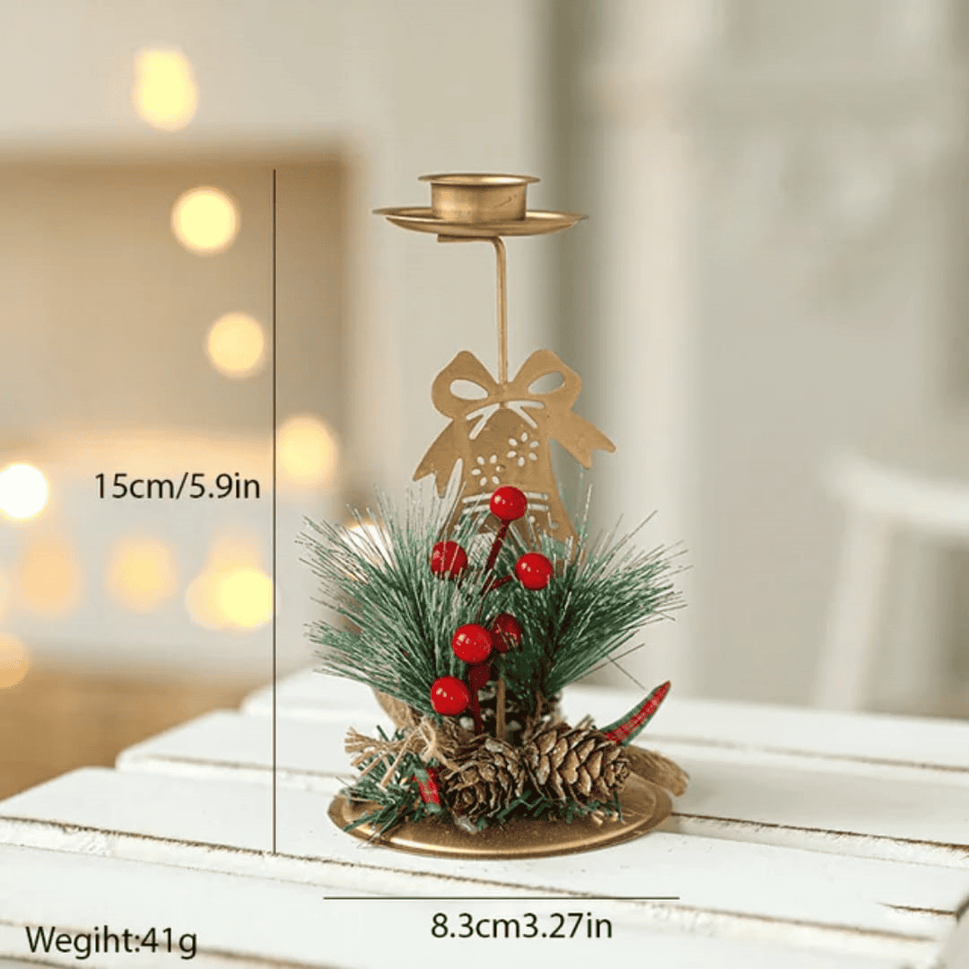 Golden Iron Christmas Candle Holder