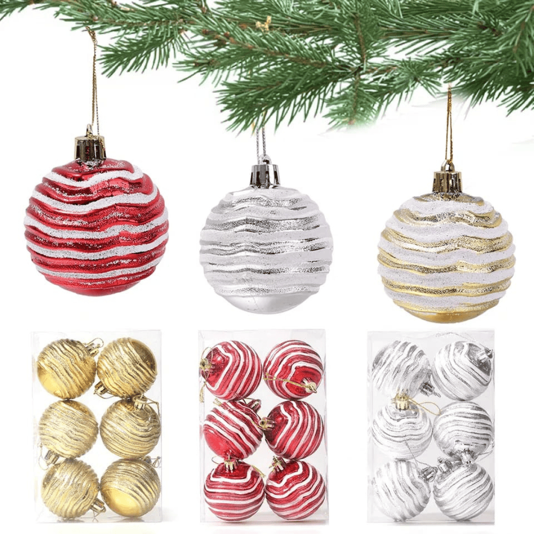 6pcs Colorful 3D Christmas Ball Pendant Decoration