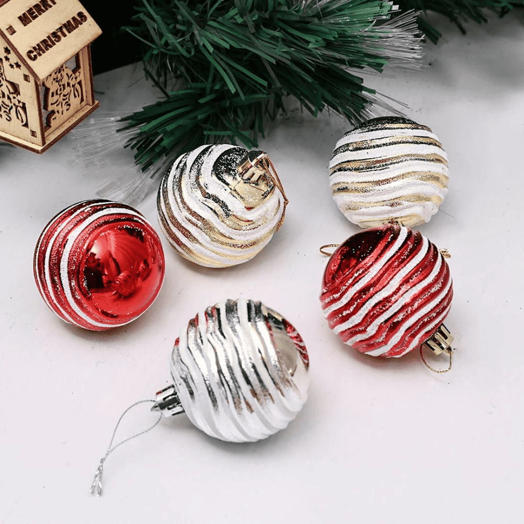6pcs Colorful 3D Christmas Ball Pendant Decoration