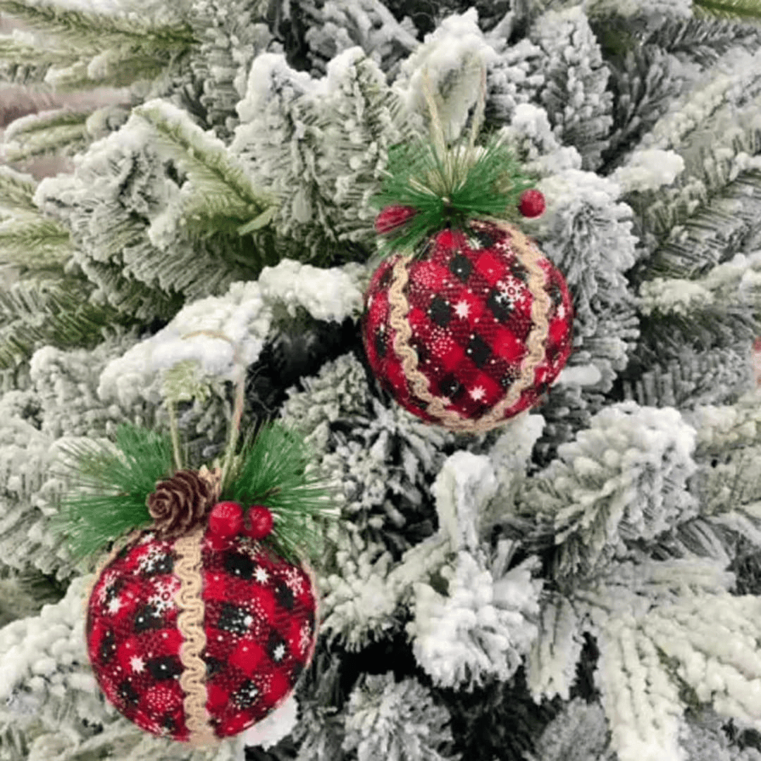 3PCS Red Check Christmas Balls