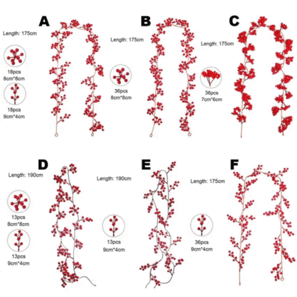 Artificial Red Berry Plants Christmas Garland
