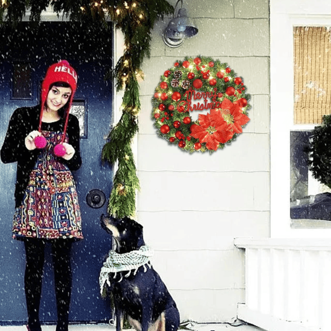 Christmas Wreath Decor Gold and Red