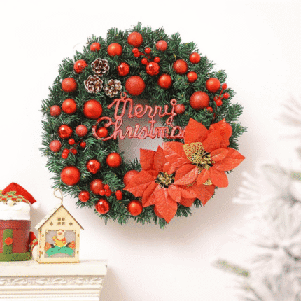 Christmas Wreath Decor Gold and Red