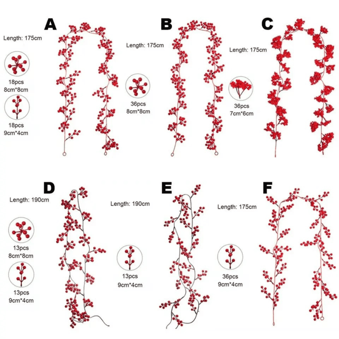 Artificial Red Berry Plants Christmas Garland