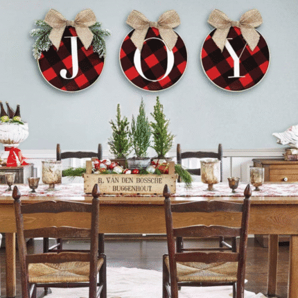 Joy Sign Buffalo Plaid Christmas Wreath