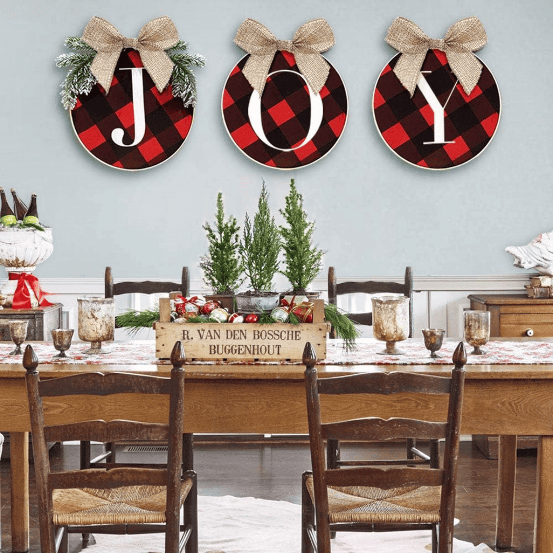 Joy Sign Buffalo Plaid Christmas Wreath