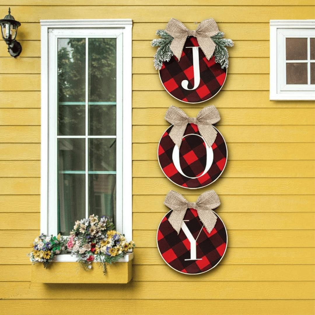 Joy Sign Buffalo Plaid Christmas Wreath