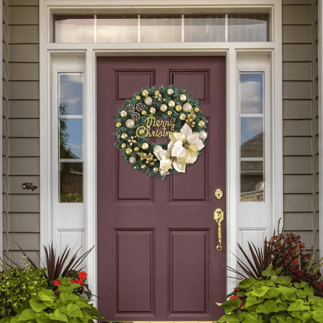 Christmas Wreath Decor Gold and Red