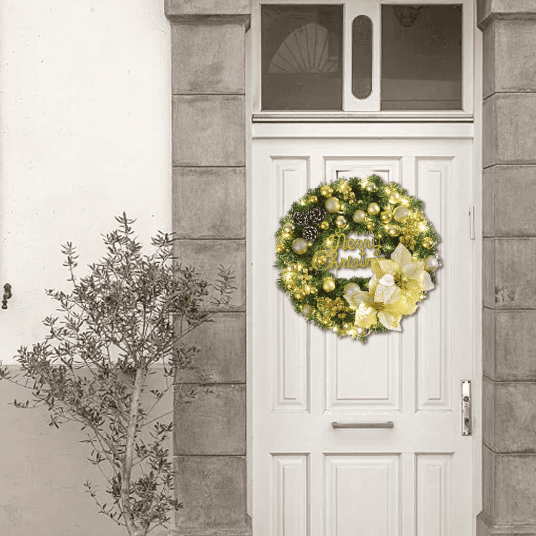 Christmas Wreath Decor Gold and Red