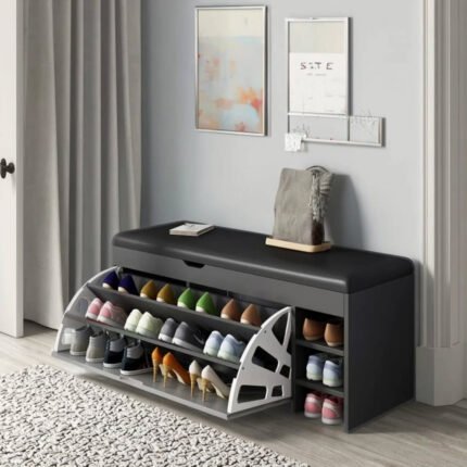 Modern Bucket Flip Shoe Cabinet with Seat