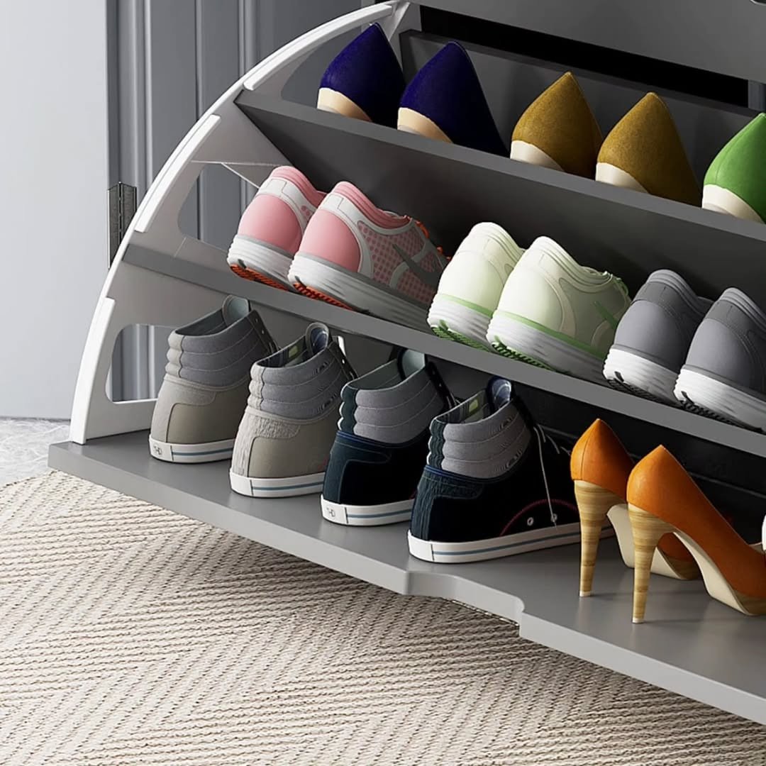 Modern Bucket Flip Shoe Cabinet with Seat
