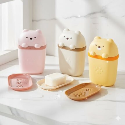 Cartoon Bear Portable Travel Soap Dish Holder