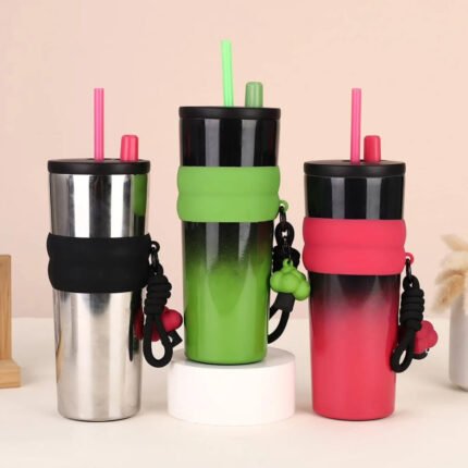710ml Stainless Steel Coffee Mug with Straw