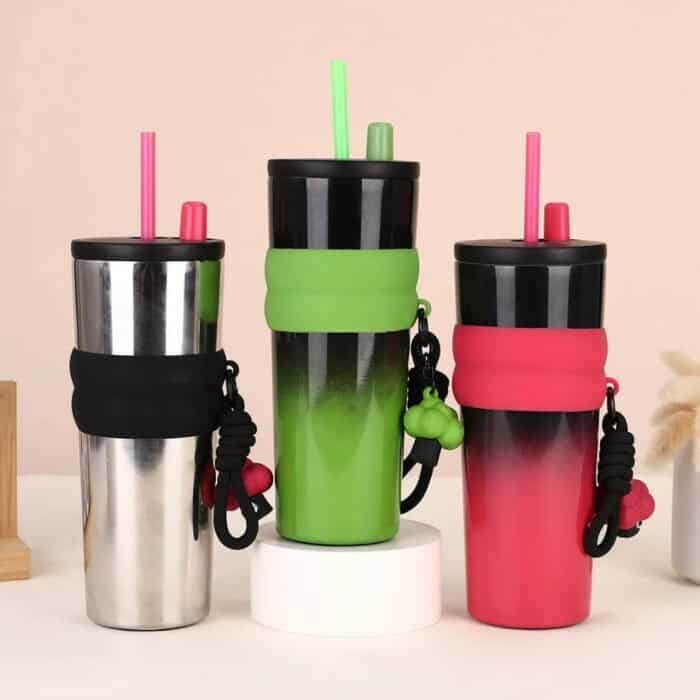 710ml Stainless Steel Coffee Mug with Straw