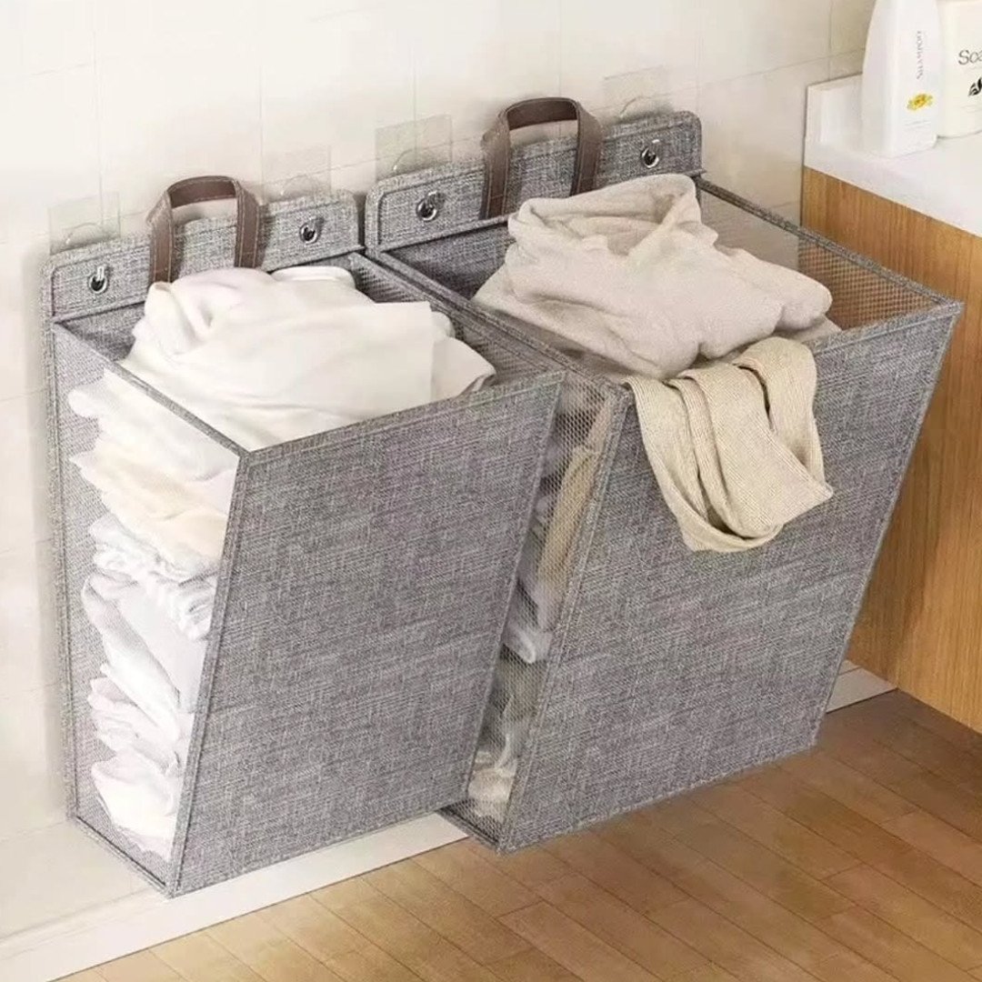 Wall Mounted Foldable Adhesive Laundry Basket