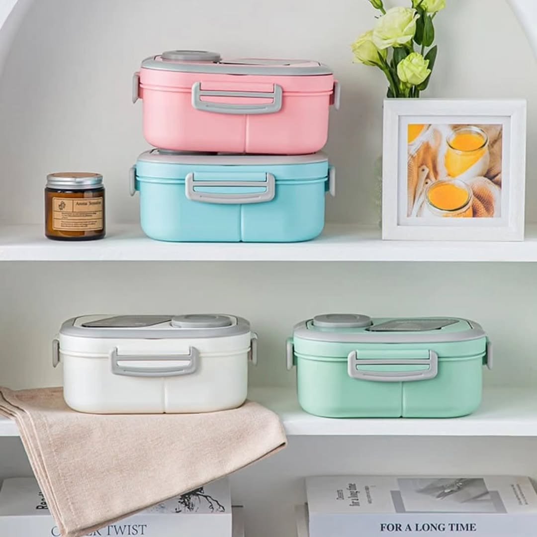 Double Layer 1400ml Lunch Box with Cutlery Set