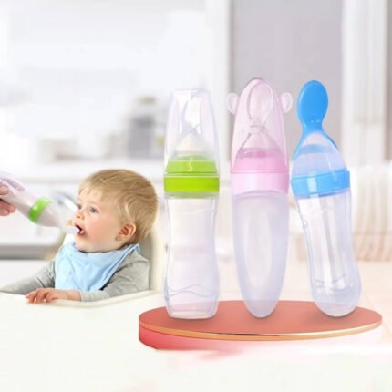 Soft Silicone Baby Feeding Bottle with Spoon Tip