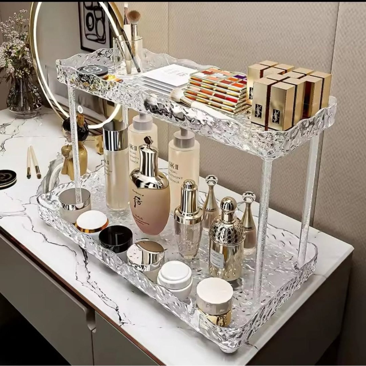Two Tier Crystal Like Makeup Organizer