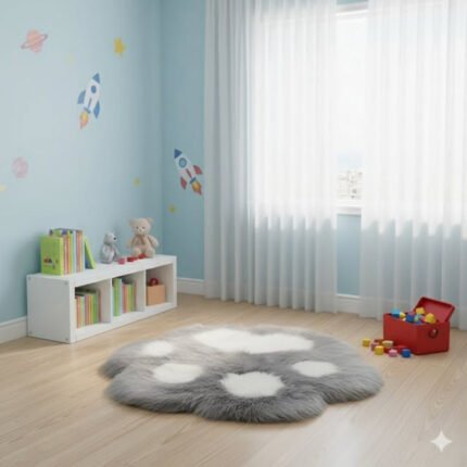 Cute Cat Paw Pattern Soft Plush Carpet