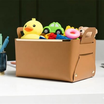 Multifunction PU Leather Collapsible Storage Basket