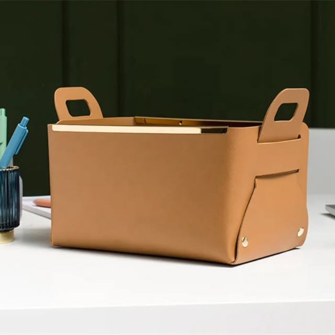 Multifunction PU Leather Collapsible Storage Basket