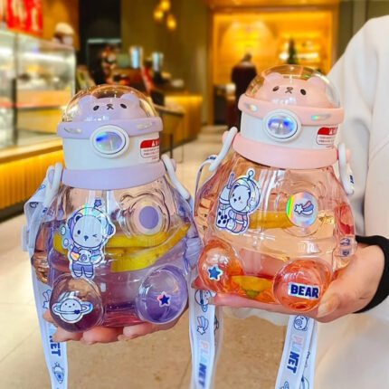 Straw Cup Silicone Flip Top Water Bottle