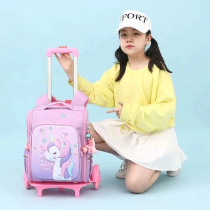 Cartoon Themed Rolling Trolley School Bag