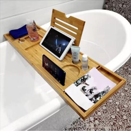 Expandable Bamboo Bathtub Caddy Tray