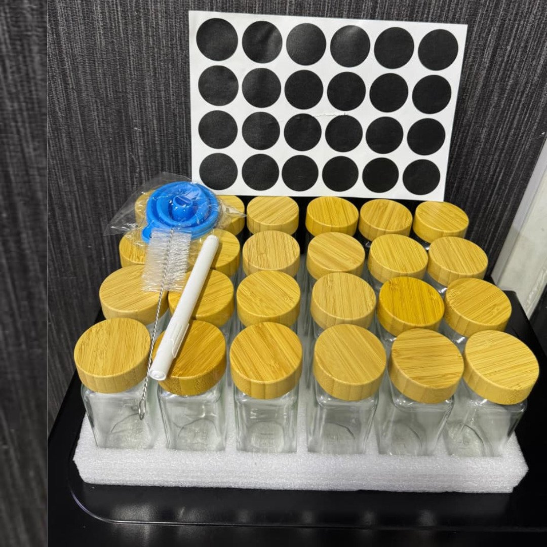 29pcs Set Glass Storage Spice Jars with Bamboo Lid