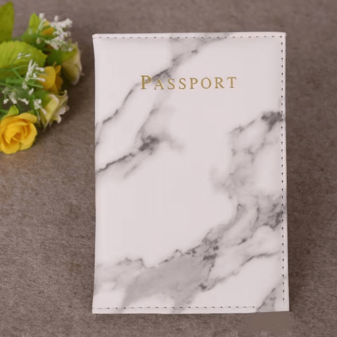 grey PU Leather Marble Passport Cover